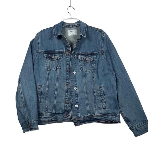 Old Navy Jackets & Blazers - Old Navy Denim Jacket Womens LG Button Front Pockets Blue Trucker Jean Jacket